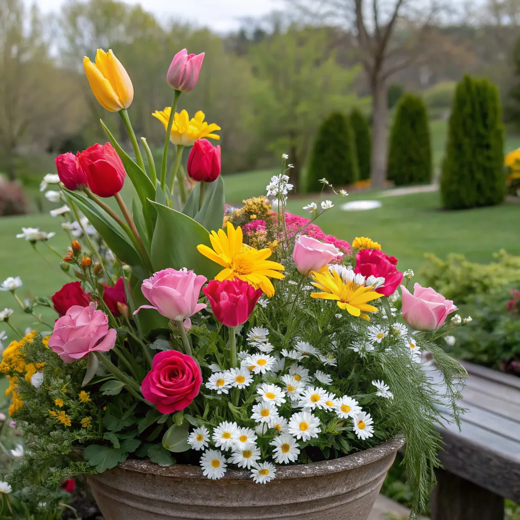 A blooming garden flower arrangement